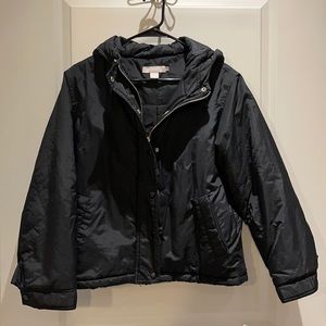 J Crew short hooded coat in black